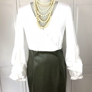 NEW YORK & CO COTTON/VEGAN LEATHER DRESS